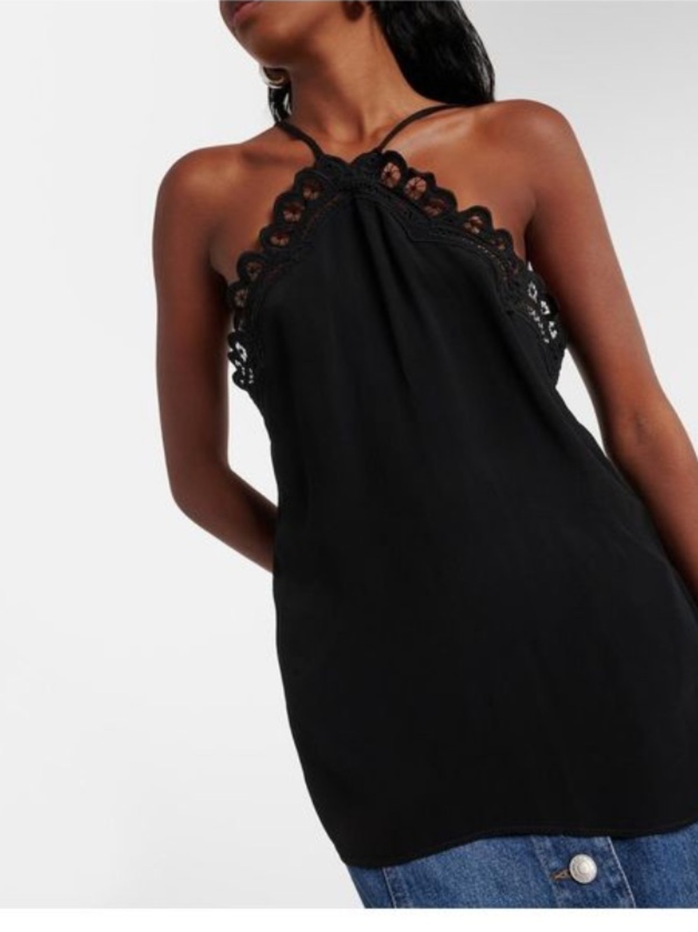 Isabel Marant Etoile Tank Top Elva Broderie Lace in Black